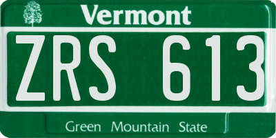 VT license plate ZRS613