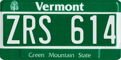 VT license plate ZRS614