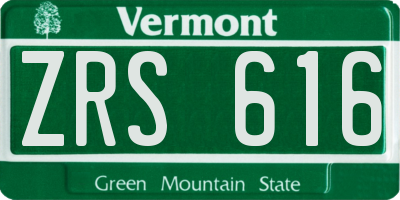 VT license plate ZRS616