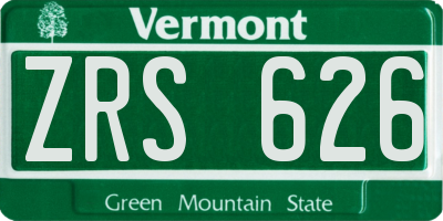 VT license plate ZRS626