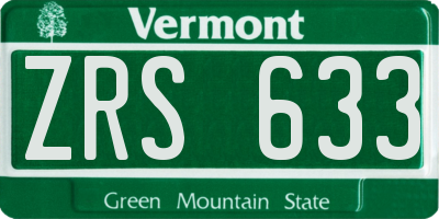 VT license plate ZRS633
