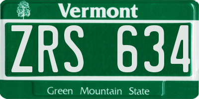 VT license plate ZRS634