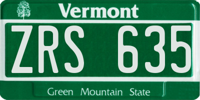 VT license plate ZRS635