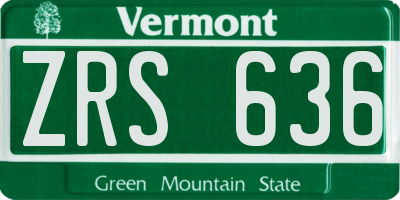 VT license plate ZRS636