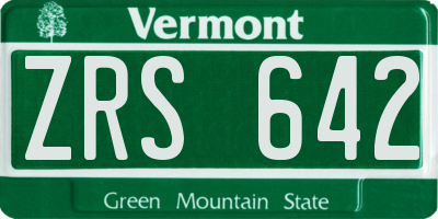 VT license plate ZRS642