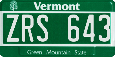 VT license plate ZRS643