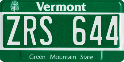 VT license plate ZRS644