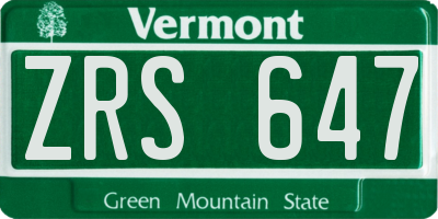VT license plate ZRS647