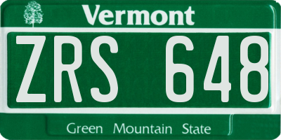 VT license plate ZRS648
