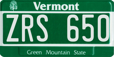 VT license plate ZRS650