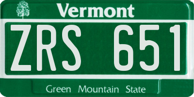 VT license plate ZRS651