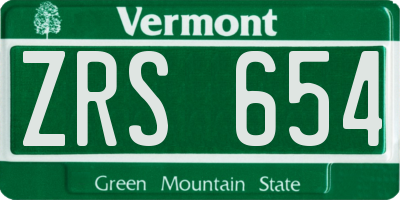 VT license plate ZRS654