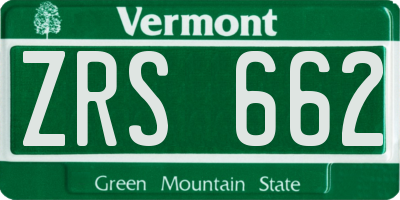 VT license plate ZRS662