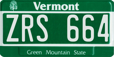 VT license plate ZRS664