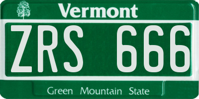 VT license plate ZRS666