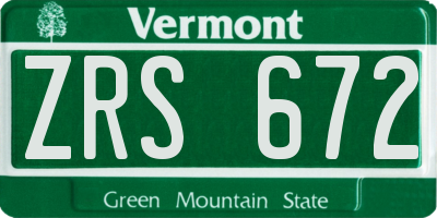 VT license plate ZRS672
