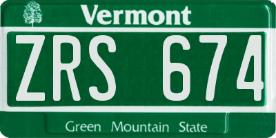 VT license plate ZRS674