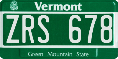 VT license plate ZRS678