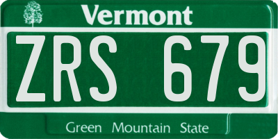 VT license plate ZRS679