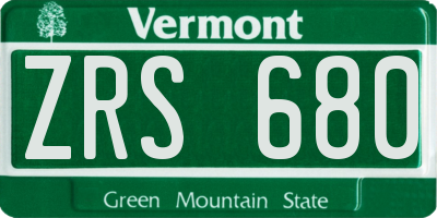 VT license plate ZRS680