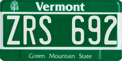 VT license plate ZRS692