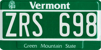 VT license plate ZRS698