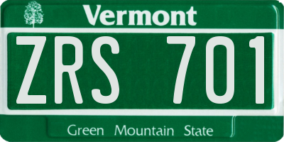 VT license plate ZRS701