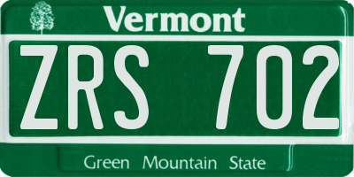 VT license plate ZRS702