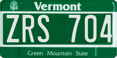 VT license plate ZRS704