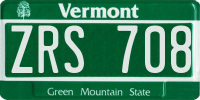VT license plate ZRS708