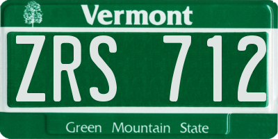 VT license plate ZRS712