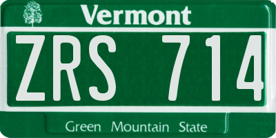 VT license plate ZRS714