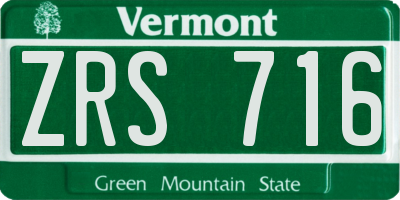 VT license plate ZRS716