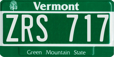 VT license plate ZRS717