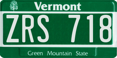 VT license plate ZRS718