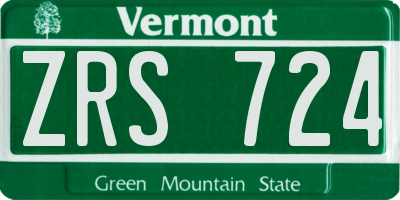 VT license plate ZRS724