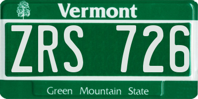 VT license plate ZRS726