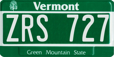 VT license plate ZRS727