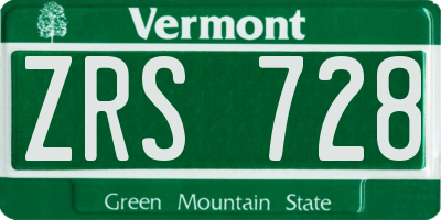 VT license plate ZRS728