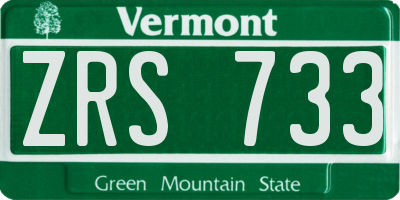VT license plate ZRS733