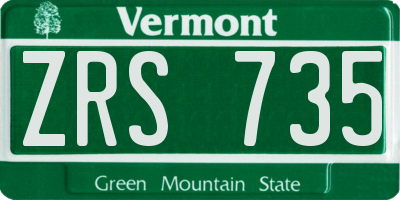 VT license plate ZRS735