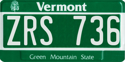 VT license plate ZRS736