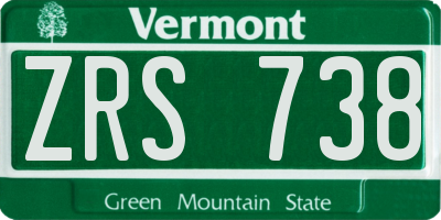 VT license plate ZRS738