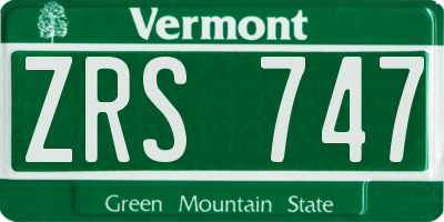 VT license plate ZRS747