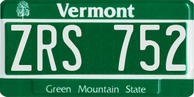 VT license plate ZRS752