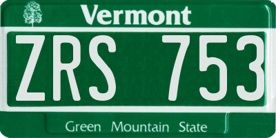 VT license plate ZRS753