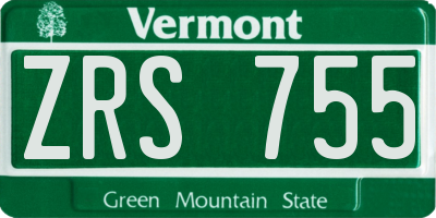 VT license plate ZRS755