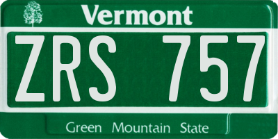 VT license plate ZRS757
