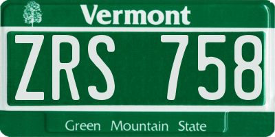 VT license plate ZRS758
