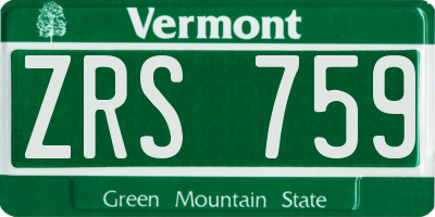 VT license plate ZRS759